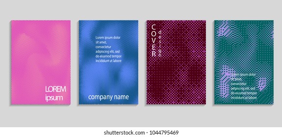 Minimal abstract vector halftone cover design template. Future geometric gradient background. Vector templates for placards, banners, flyers, presentations and reports