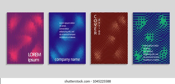 Minimal abstract vector halftone cover design template. Future geometric gradient background. Vector templates for placards, banners, flyers, presentations and reports