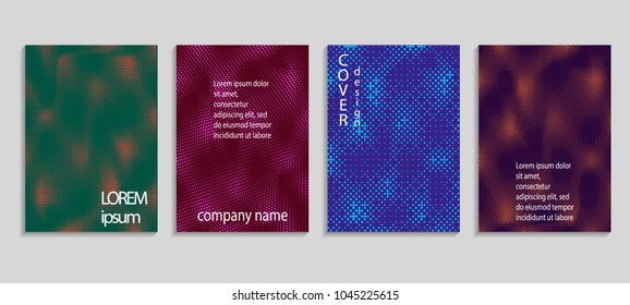 Minimal abstract vector halftone cover design template. Future geometric gradient background. Vector templates for placards, banners, flyers, presentations and reports