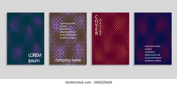 Minimal abstract vector halftone cover design template. Future geometric gradient background. Vector templates for placards, banners, flyers, presentations and reports