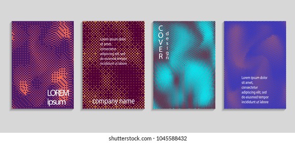 Minimal abstract vector halftone cover design template. Future geometric gradient background. Vector templates for placards, banners, flyers, presentations and reports