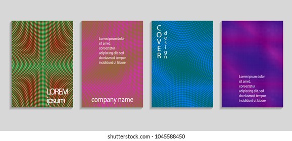 Minimal abstract vector halftone cover design template. Future geometric gradient background. Vector templates for placards, banners, flyers, presentations and reports