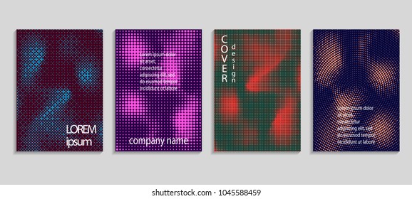 Minimal abstract vector halftone cover design template. Future geometric gradient background. Vector templates for placards, banners, flyers, presentations and reports