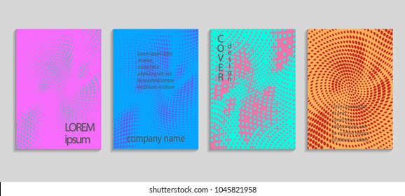 Minimal abstract vector halftone cover design template. Future geometric gradient background. Vector templates for placards, banners, flyers, presentations and reports