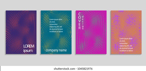Minimal abstract vector halftone cover design template. Future geometric gradient background. Vector templates for placards, banners, flyers, presentations and reports