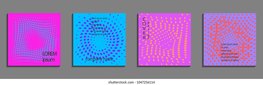 Minimal abstract vector halftone cover design template. Future geometric gradient background. Vector templates for placards, banners, flyers, presentations and reports