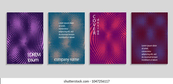 Minimal abstract vector halftone cover design template. Future geometric gradient background. Vector templates for placards, banners, flyers, presentations and reports