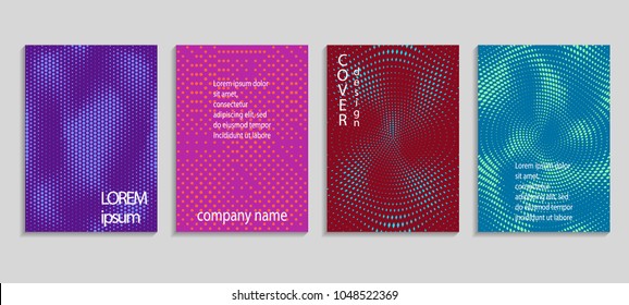 Minimal abstract vector halftone cover design template. Future geometric gradient background. Vector templates for placards, banners, flyers, presentations and reports