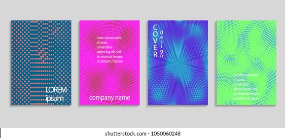 Minimal abstract vector halftone cover design template. Future geometric gradient background. Vector templates for placards, banners, flyers, presentations and reports