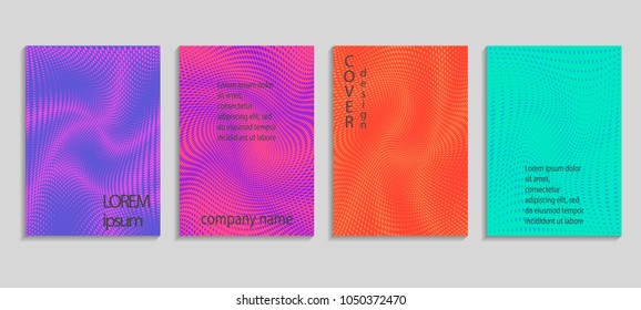 Minimal abstract vector halftone cover design template. Future geometric gradient background. Vector templates for placards, banners, flyers, presentations and reports