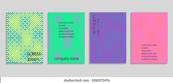 Minimal abstract vector halftone cover design template. Future geometric gradient background. Vector templates for placards, banners, flyers, presentations and reports