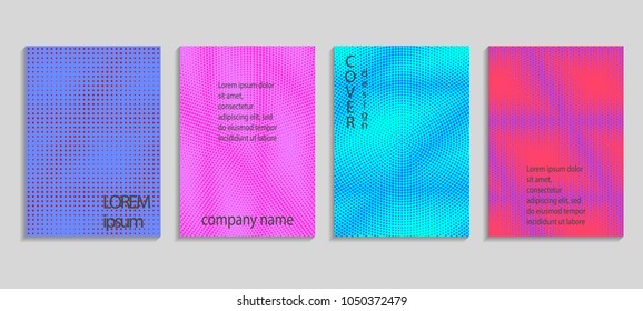 Minimal abstract vector halftone cover design template. Future geometric gradient background. Vector templates for placards, banners, flyers, presentations and reports