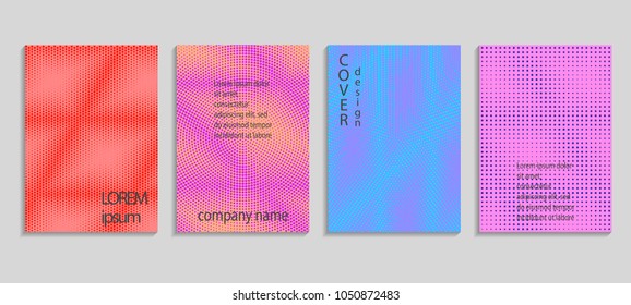 Minimal abstract vector halftone cover design template. Future geometric gradient background. Vector templates for placards, banners, flyers, presentations and reports