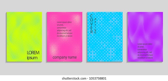Minimal abstract vector halftone cover design template. Future geometric gradient background. Vector templates for placards, banners, flyers, presentations and reports