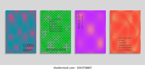 Minimal abstract vector halftone cover design template. Future geometric gradient background. Vector templates for placards, banners, flyers, presentations and reports
