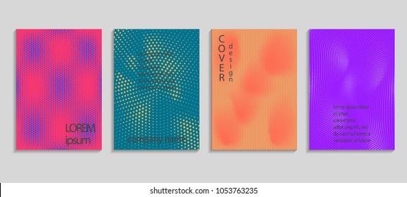 Minimal abstract vector halftone cover design template. Future geometric gradient background. Vector templates for placards, banners, flyers, presentations and reports