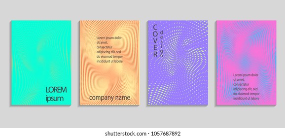 Minimal abstract vector halftone cover design template. Future geometric gradient background. Vector templates for placards, banners, flyers, presentations and reports