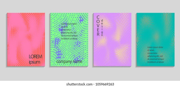 Minimal abstract vector halftone cover design template. Future geometric gradient background. Vector templates for placards, banners, flyers, presentations and reports