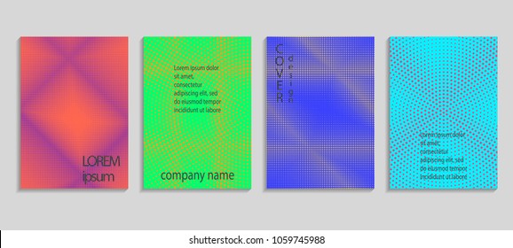Minimal abstract vector halftone cover design template. Future geometric gradient background. Vector templates for placards, banners, flyers, presentations and reports