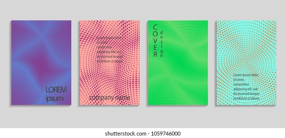 Minimal abstract vector halftone cover design template. Future geometric gradient background. Vector templates for placards, banners, flyers, presentations and reports