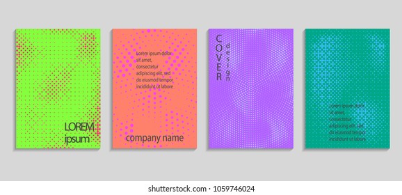 Minimal abstract vector halftone cover design template. Future geometric gradient background. Vector templates for placards, banners, flyers, presentations and reports