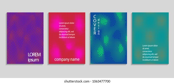Minimal abstract vector halftone cover design template. Future geometric gradient background. Vector templates for placards, banners, flyers, presentations and reports
