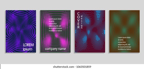 Minimal abstract vector halftone cover design template. Future geometric gradient background. Vector templates for placards, banners, flyers, presentations and reports
