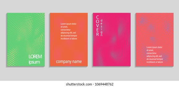 Minimal abstract vector halftone cover design template. Future geometric gradient background. Vector templates for placards, banners, flyers, presentations and reports