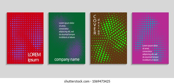 Minimal abstract vector halftone cover design template. Future geometric gradient background. Vector templates for placards, banners, flyers, presentations and reports
