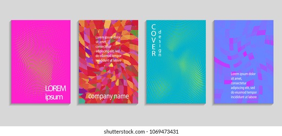 Minimal abstract vector halftone cover design template. Future geometric gradient background. Vector templates for placards, banners, flyers, presentations and reports