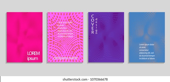 Minimal abstract vector halftone cover design template. Future geometric gradient background. Vector templates for placards, banners, flyers, presentations and reports
