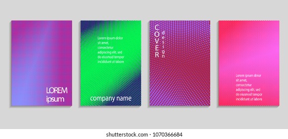 Minimal abstract vector halftone cover design template. Future geometric gradient background. Vector templates for placards, banners, flyers, presentations and reports