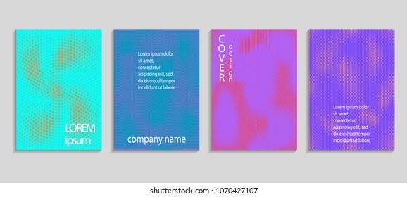 Minimal abstract vector halftone cover design template. Future geometric gradient background. Vector templates for placards, banners, flyers, presentations and reports