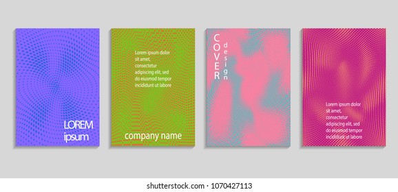 Minimal abstract vector halftone cover design template. Future geometric gradient background. Vector templates for placards, banners, flyers, presentations and reports