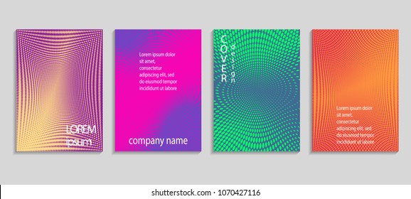 Minimal abstract vector halftone cover design template. Future geometric gradient background. Vector templates for placards, banners, flyers, presentations and reports