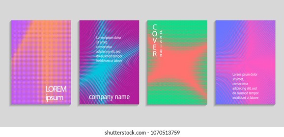 Minimal abstract vector halftone cover design template. Future geometric gradient background. Vector templates for placards, banners, flyers, presentations and reports