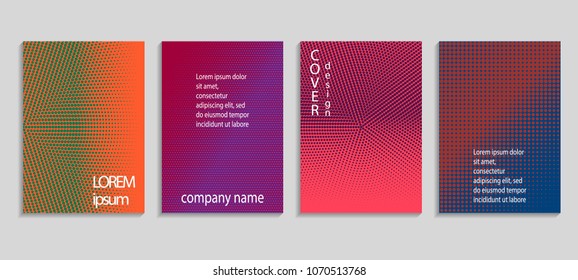 Minimal abstract vector halftone cover design template. Future geometric gradient background. Vector templates for placards, banners, flyers, presentations and reports