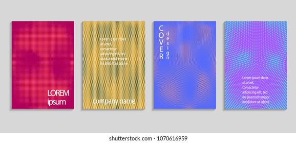 Minimal abstract vector halftone cover design template. Future geometric gradient background. Vector templates for placards, banners, flyers, presentations and reports