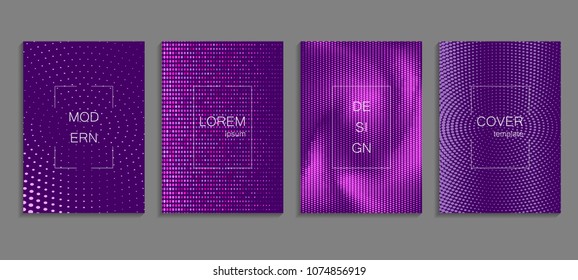 Minimal abstract vector halftone cover design template. Future geometric gradient background. Vector templates for placards, banners, flyers, presentations and reports