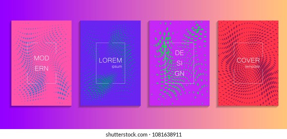 Minimal abstract vector halftone cover design template. Future geometric gradient background. Vector templates for placards, banners, flyers, presentations and reports