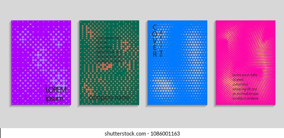 Minimal abstract vector halftone cover design template. Future geometric gradient background. Vector templates for placards, banners, flyers, presentations and reports