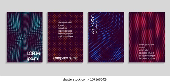 Minimal abstract vector halftone cover design template. Future geometric gradient background. Vector templates for placards, banners, flyers, presentations and reports