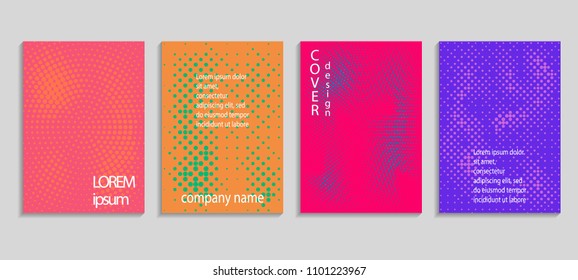 Minimal abstract vector halftone cover design template. Future geometric gradient background. Vector templates for placards, banners, flyers, presentations and reports