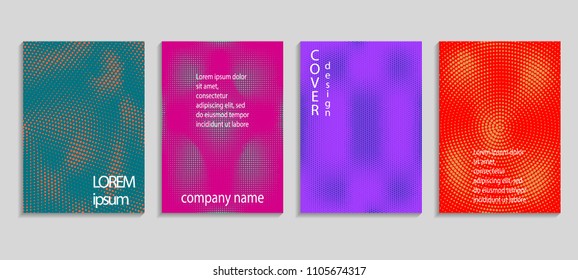 Minimal abstract vector halftone cover design template. Future geometric gradient background. Vector templates for placards, banners, flyers, presentations and reports