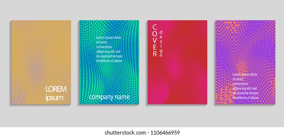 Minimal abstract vector halftone cover design template. Future geometric gradient background. Vector templates for placards, banners, flyers, presentations and reports