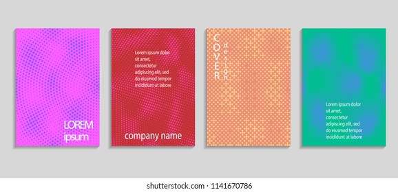 Minimal abstract vector halftone cover design template. Future geometric gradient background. Vector templates for placards, banners, flyers, presentations and reports
