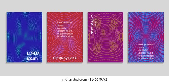 Minimal abstract vector halftone cover design template. Future geometric gradient background. Vector templates for placards, banners, flyers, presentations and reports