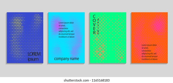 Minimal abstract vector halftone cover design template. Future geometric gradient background. Vector templates for placards, banners, flyers, presentations and reports