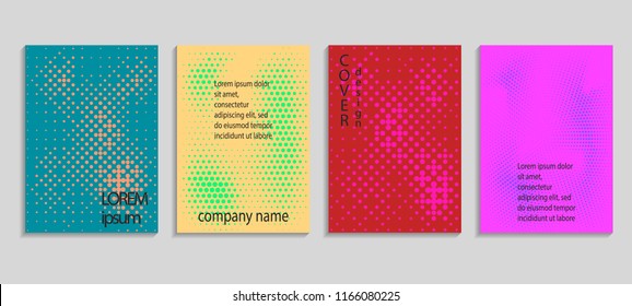 Minimal abstract vector halftone cover design template. Future geometric gradient background. Vector templates for placards, banners, flyers, presentations and reports