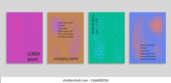 Minimal abstract vector halftone cover design template. Future geometric gradient background. Vector templates for placards, banners, flyers, presentations and reports